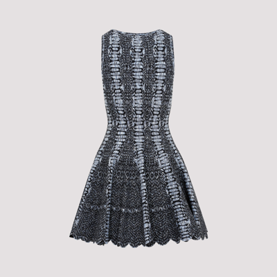 Shop Alaïa Alaia  Knit Python Skater Dress In Blue