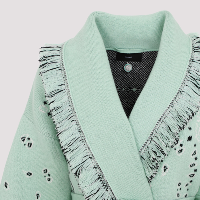 Shop Alanui Bandana Cashmere Icon Cardigan Sweater In Green