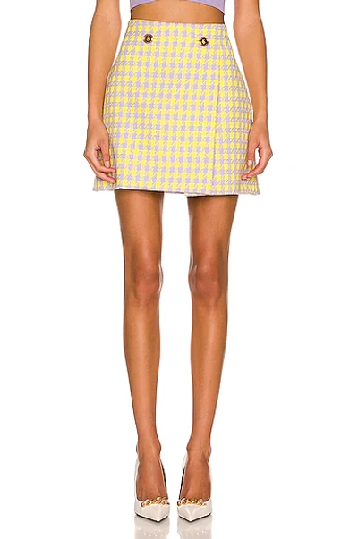 Shop Versace Tweed Mini Skirt In Orchid & Pineapple