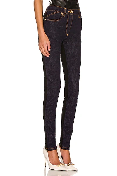 Shop Versace Skinny Jean In Navy & Nero