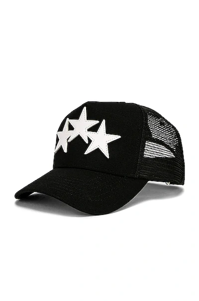 Shop Amiri 3 Star Trucker Hat In Black & White