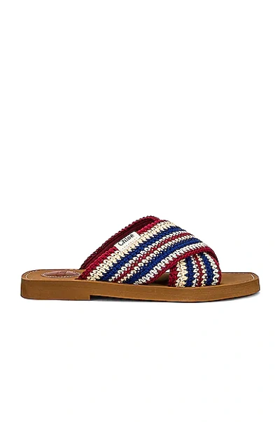 Shop Chloé Woody Slides In Multicolor Blue