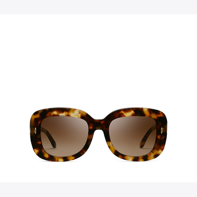 Shop Tory Burch Miller Oversized Square Sunglasses In Vintage Tortoise