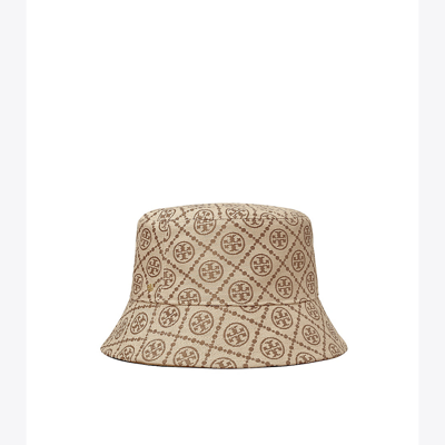 Shop Tory Burch Short-brim T Monogram Bucket Hat In Hazel