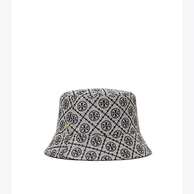 Shop Tory Burch Short-brim T Monogram Bucket Hat In Navy Blue