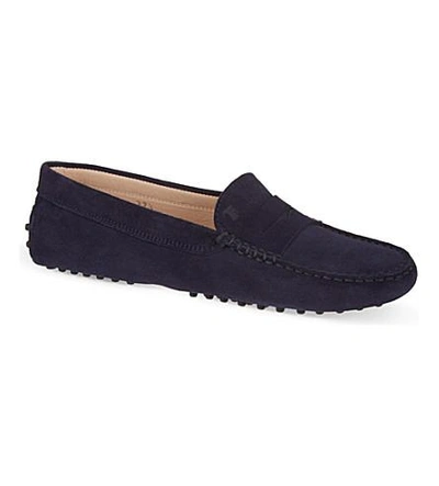 Shop Tod's Gommino Suede Driving Shoes In Blue/dark