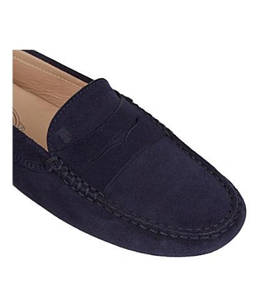 Shop Tod's Gommino Suede Driving Shoes In Blue/dark