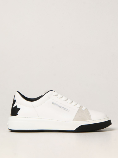 Shop Dsquared2 Bumper Sneakers In Smooth Leather In White