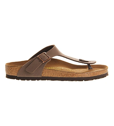 Shop Birkenstock Faux-leather Thong Sandals In Brown Moca