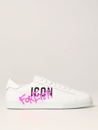 Shop Dsquared2 Icon  Sneakers In Calfskin In White