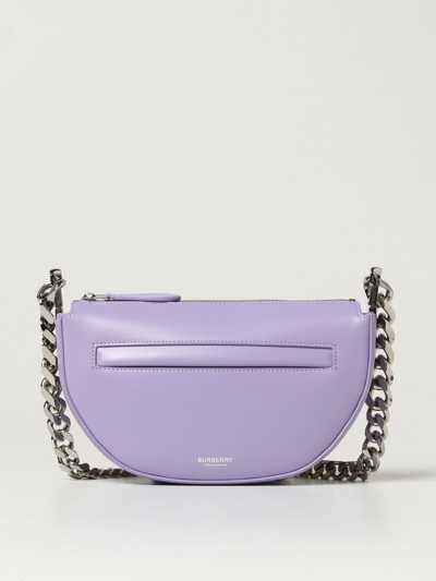 Shop Burberry Olympia Mini Leather Shoulder Bag In Violet