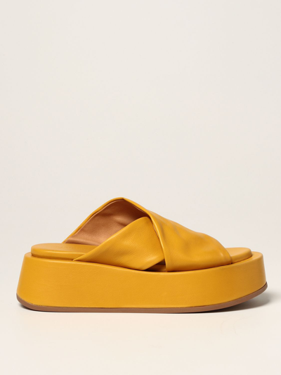 Shop Marsèll Platform Sandals In Dry Milled Leather In Yellow