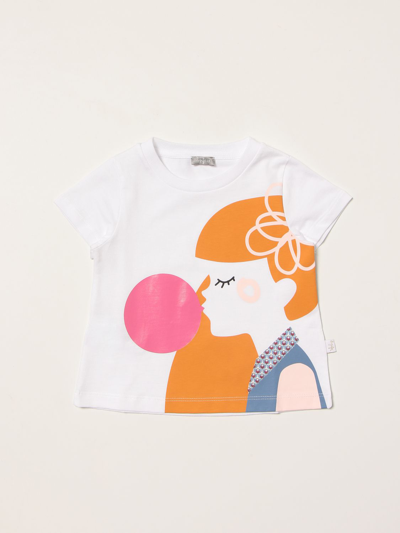 Shop Il Gufo T-shirt In Cotton With Print In Gnawed Blue