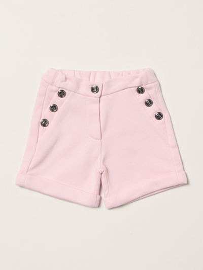 Shop Balmain Shorts With Metal Buttons In Pink