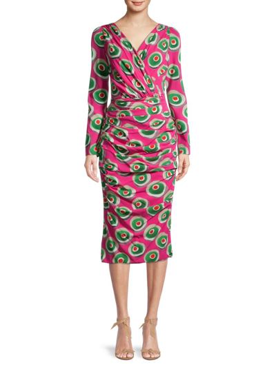 Shop Dolce & Gabbana Women's Printed Silk-blend Sheath Dress In Pink Multi