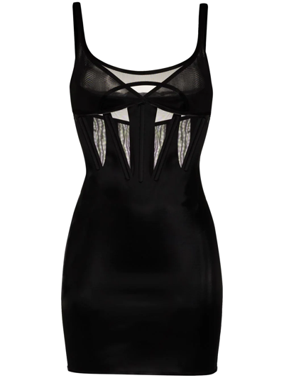 Shop Mugler Corset-style Sleeveless Minidress In Black