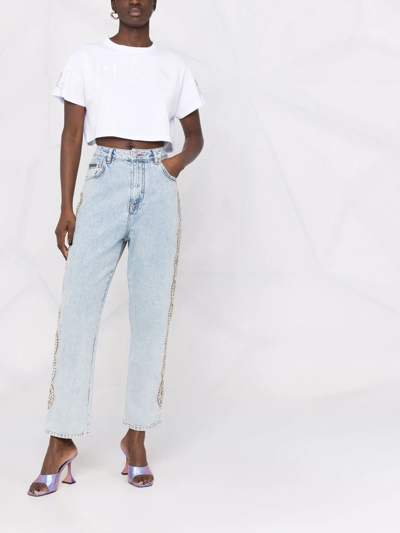 Philipp Plein Crystal Cable Jeans In Blue