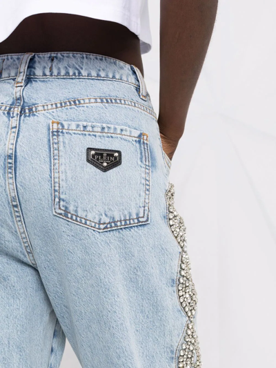 Philipp Plein Crystal Cable Jeans In Blue