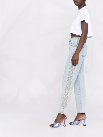 Philipp Plein Crystal Cable Jeans In Blue