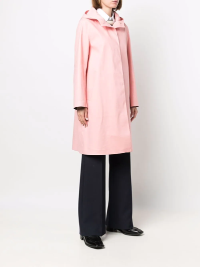 Shop Mackintosh Watten Bonded Cotton Hooded Coat In Pink