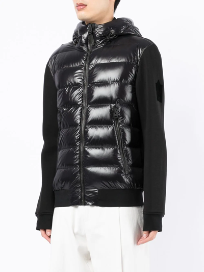 Shop Mackage Hooded Quilted-panel Jacket In Black