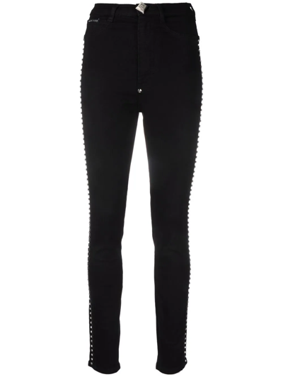Philipp Plein Crystal Super High-waist Skinny Jeans In Black