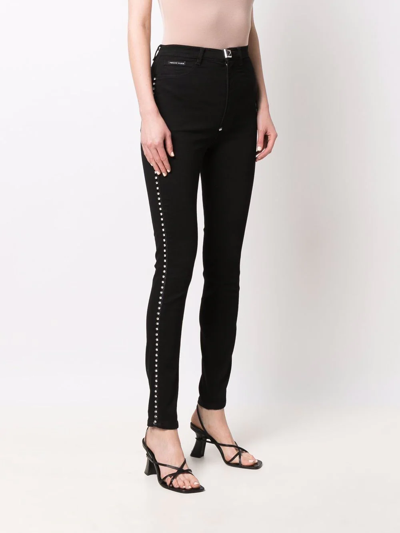 Philipp Plein Crystal Super High-waist Skinny Jeans In Black