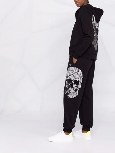 Philipp Plein Sequin Embellished Skull Tracksuit Set In Black