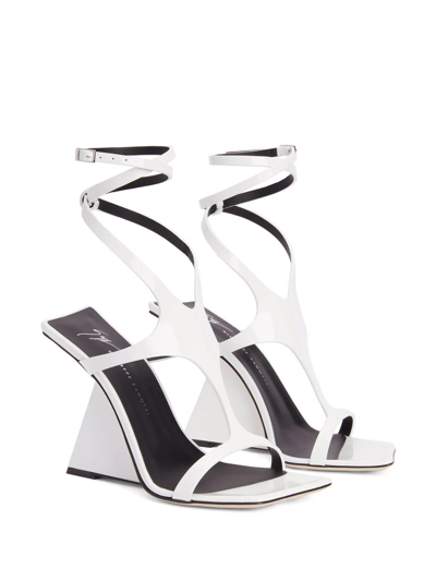 Shop Giuseppe Zanotti Tutankamon 105mm Sculpted Heel Sandals In White