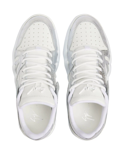 Shop Giuseppe Zanotti Talon Crocodile-effect Leather Sneakers In White