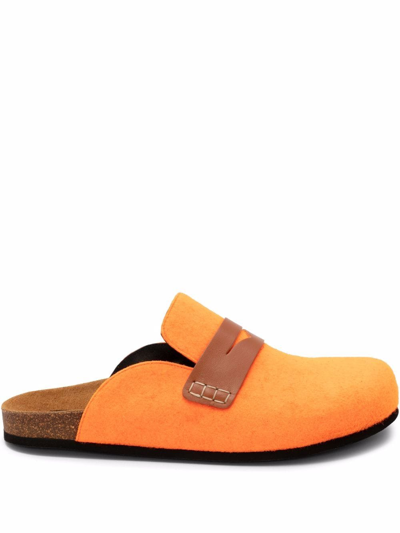 Jw Anderson Recycled Felt Loafer Mules In Orange | ModeSens