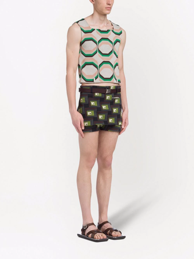 Shop Prada Geometric-print Knit Vest In Green