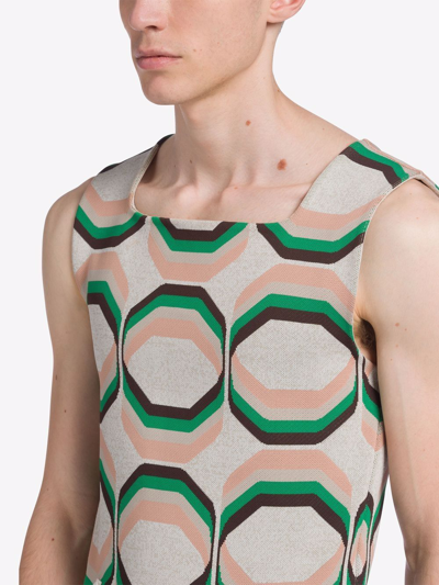 Shop Prada Geometric-print Knit Vest In Green