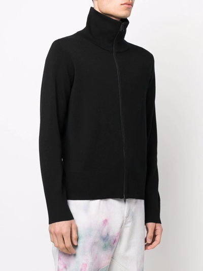 Sandro High-neck Zip-fastening Cardigan In Black