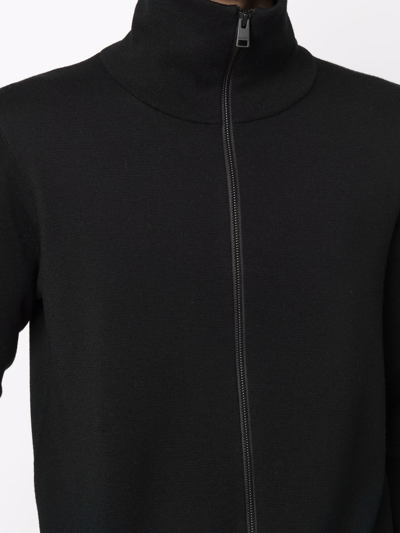 Shop Sandro High-neck Zip-up Cardigan In Black