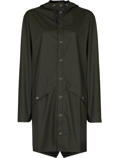 Shop Rains Longer Drawstring-hood Raincoat In Green