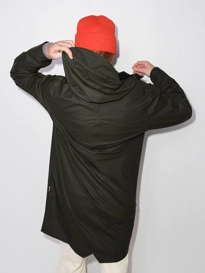 Rains Longer Drawstring-hood Raincoat In Green