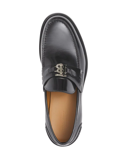 Shop Burberry Fred Monogram-motif Loafers In Black