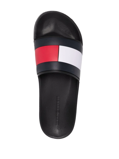 Shop Tommy Hilfiger Flag Pool Sliders In Blue