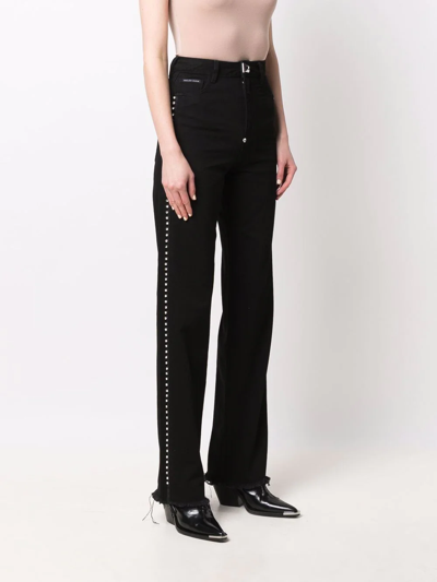 Shop Philipp Plein Crystal-embellished Wide Jeans In Black