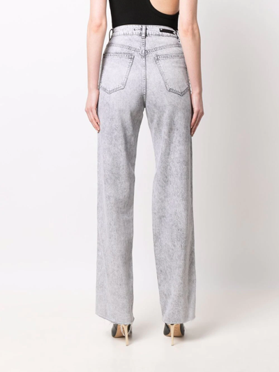 Philipp Plein Crystal Ripped Straight Jeans In Grey