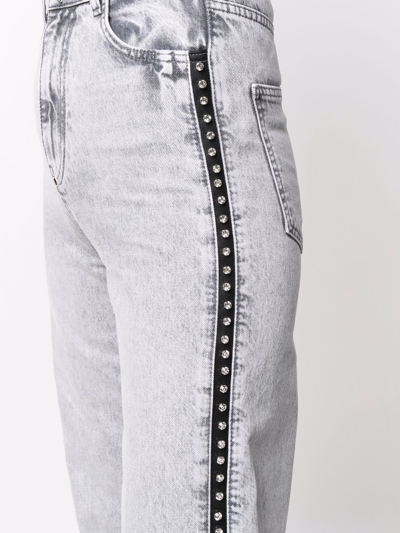 Shop Philipp Plein Crystal-embellished Wide Jeans In Grey