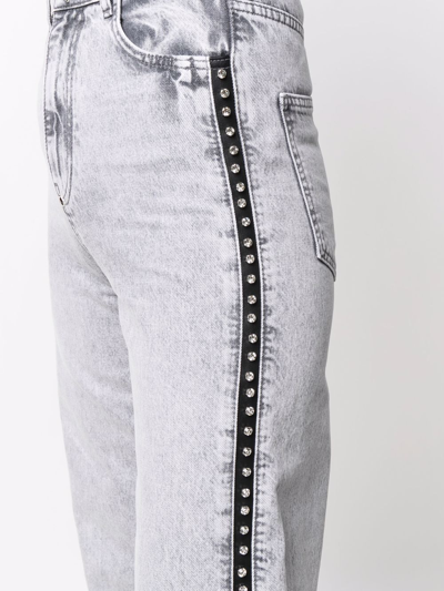 Philipp Plein Crystal-embellished Wide Jeans In Grey