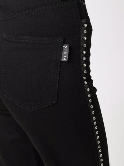 Shop Philipp Plein Crystal-embellished Wide Jeans In Black