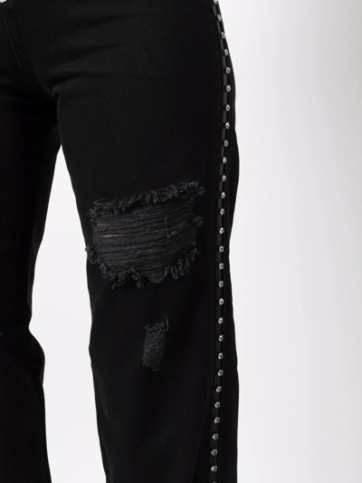 Philipp Plein Crystal-embellished Straight-leg Jeans In Black