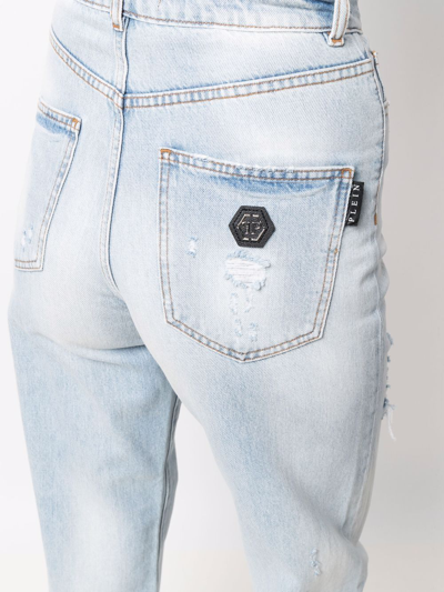 Shop Philipp Plein Palazzo-cut High-waist Jeans In Blue