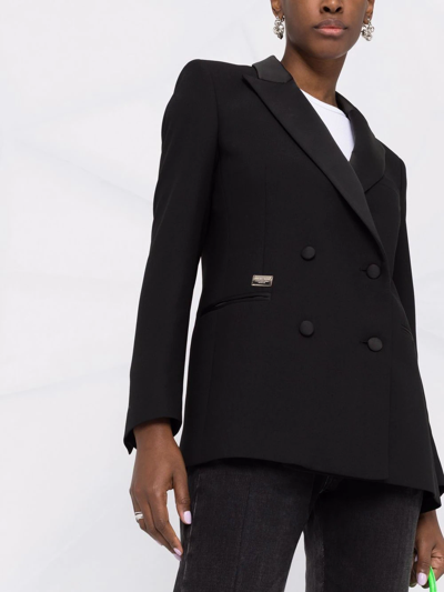 Philipp Plein Double-breasted Boxy Blazer In Black