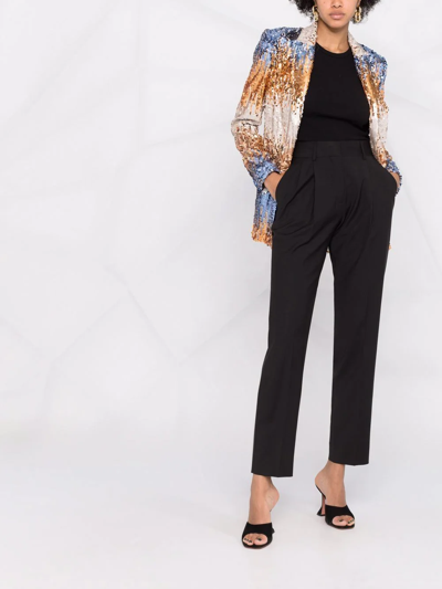 Philipp Plein Tapered Wool-blend Trousers In Black