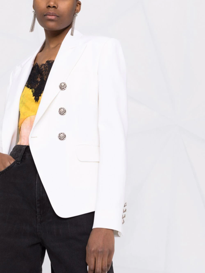 Shop Philipp Plein Double-breasted Fitted Blazer In White