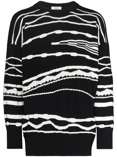 Shop Sulvam Abstract-pattern Drop-shoulder Jumper In Black